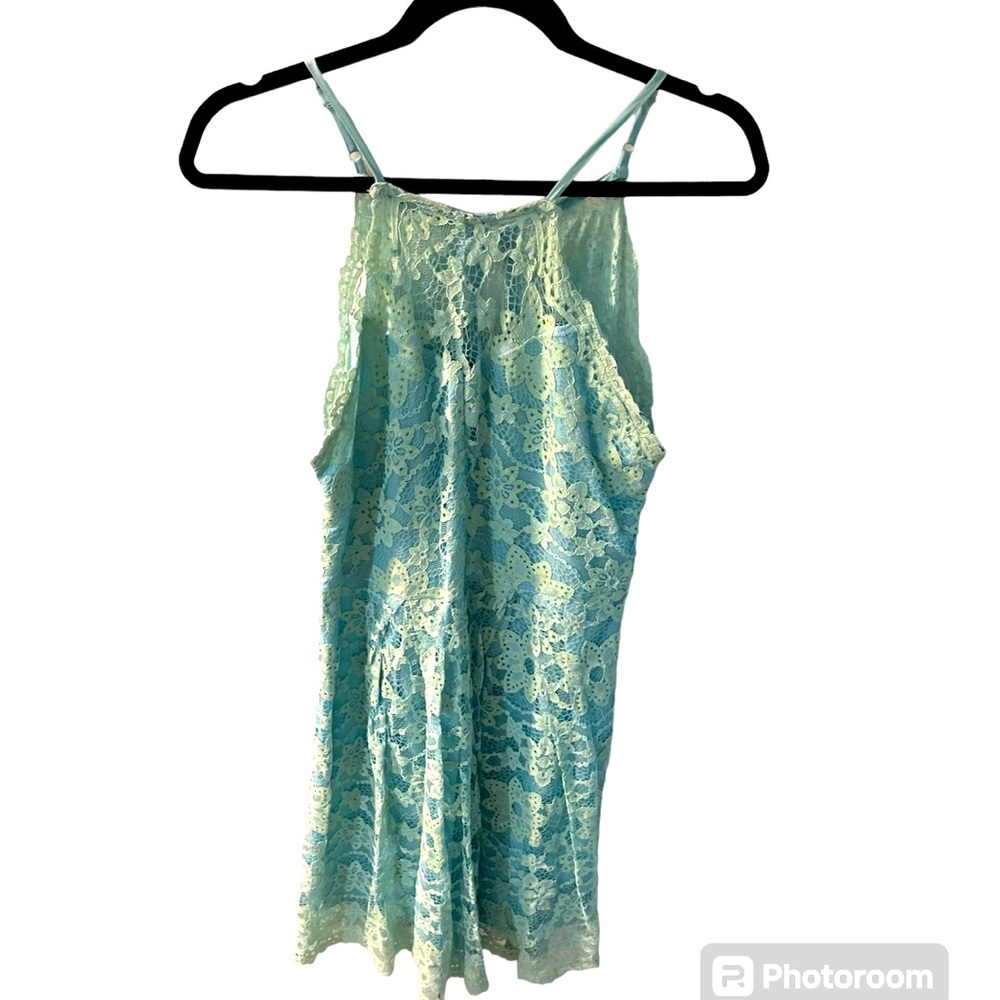 Francesca’s Aqua/Light Blue/Teal Mini Lace Dress